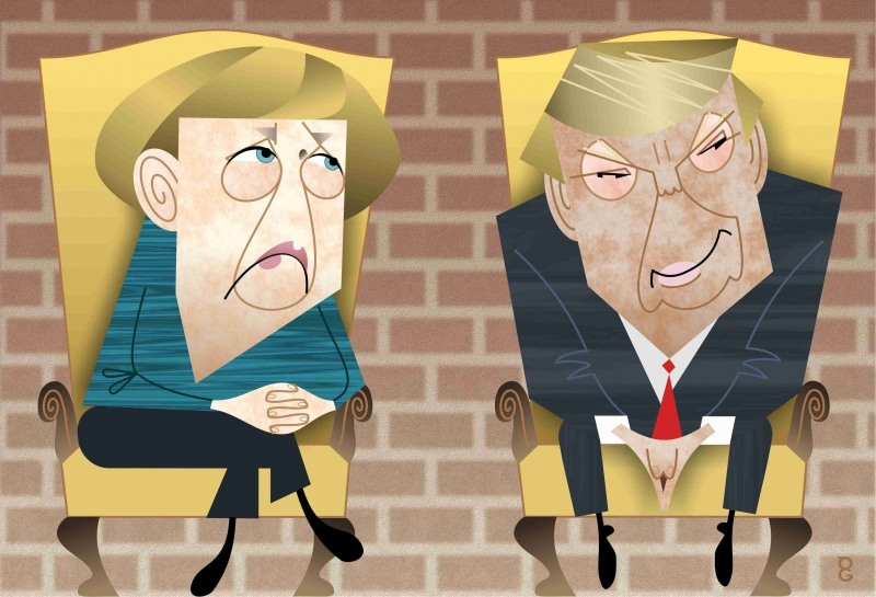 Merkel Trump meeting caricature
