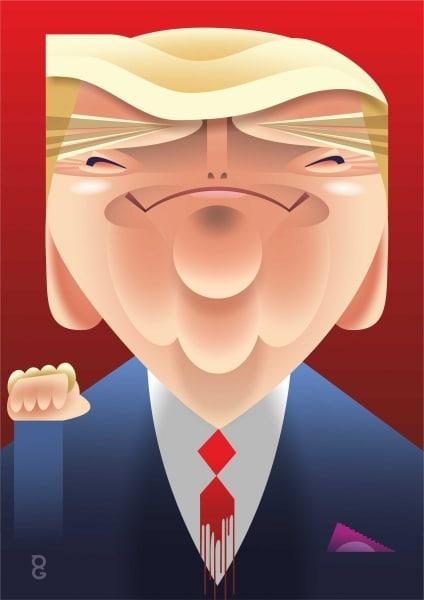 Donald Trump smug caricature
