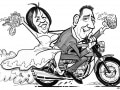 Couple On Bike caricature